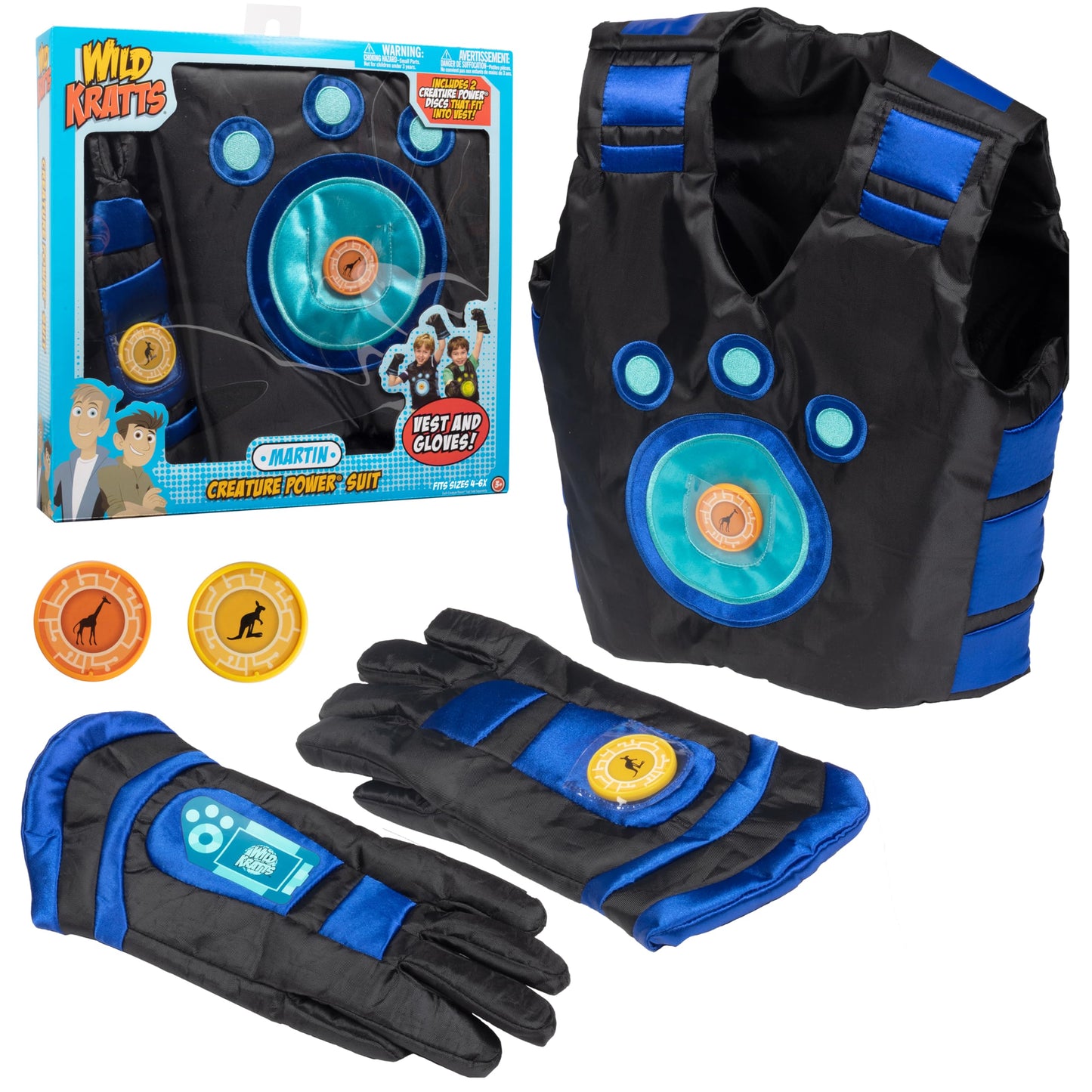 Wild Kratts Creature Power Suit -Martin (Size 4-6X) Includes Vest, Gloves & 2 Power Discs for Children Halloween Costume Dress U