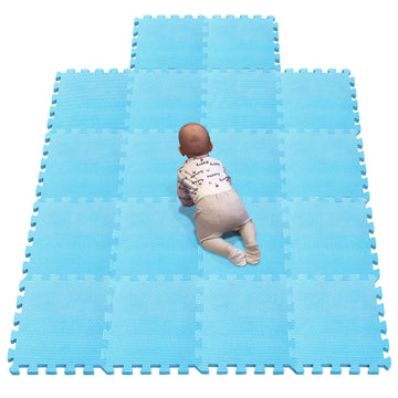 YIMINYUER® Baby Soft Puzzle Play Mats - 20 Interlocking EVA Foam Tiles, 30cm x 30cm, White Green Gray, 142x114CM for Kids & Toddl