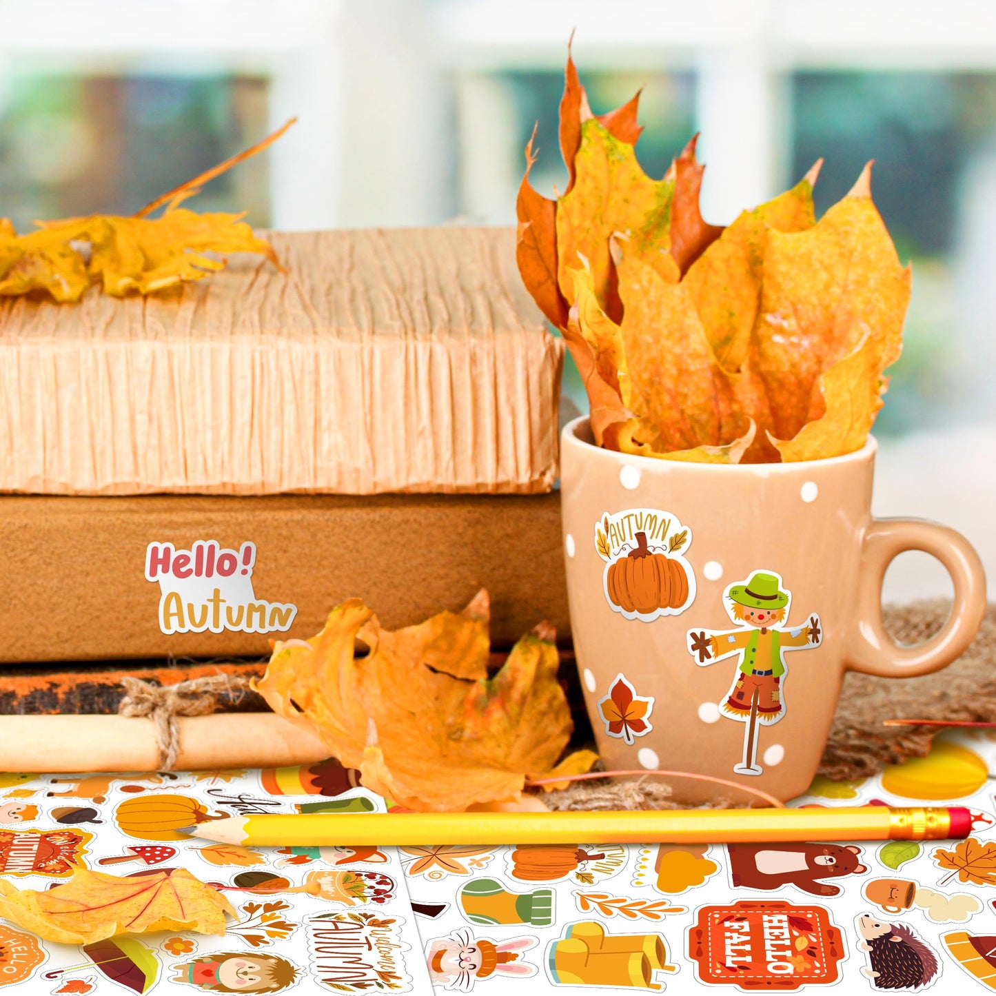 Linaye 24 Sheets Fall Stickers For Kids, 1580 Pcs Autumn Leaves Pumpkin Thanksgiving Stickers, Fall Party Favors For Kids, Fall