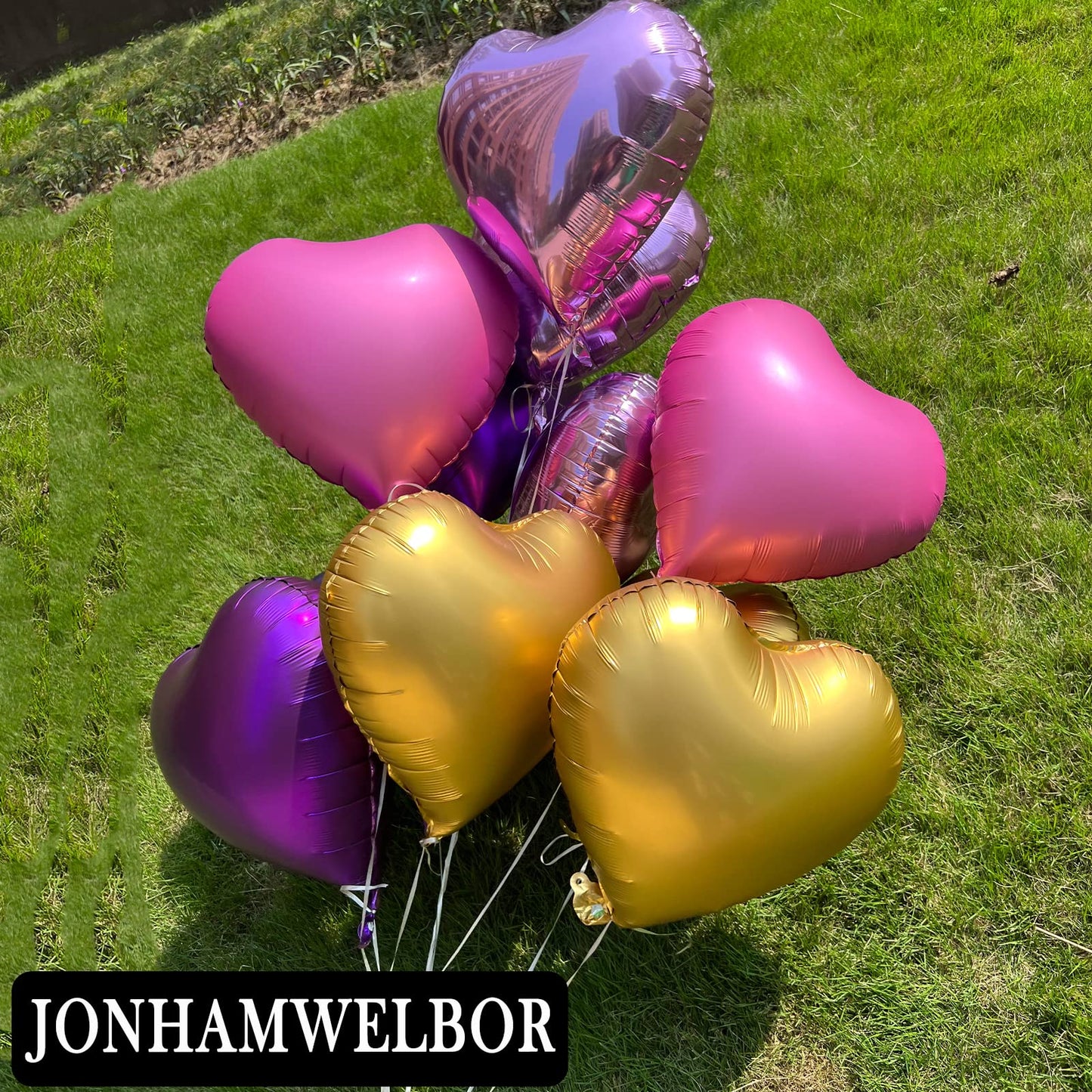 Jonhamwelbor 20Pcs 18 inch Metallic Pink Foil Mylar Heart Shape Balloons Decorations Valentines Birthday Wedding Baby Shower Par