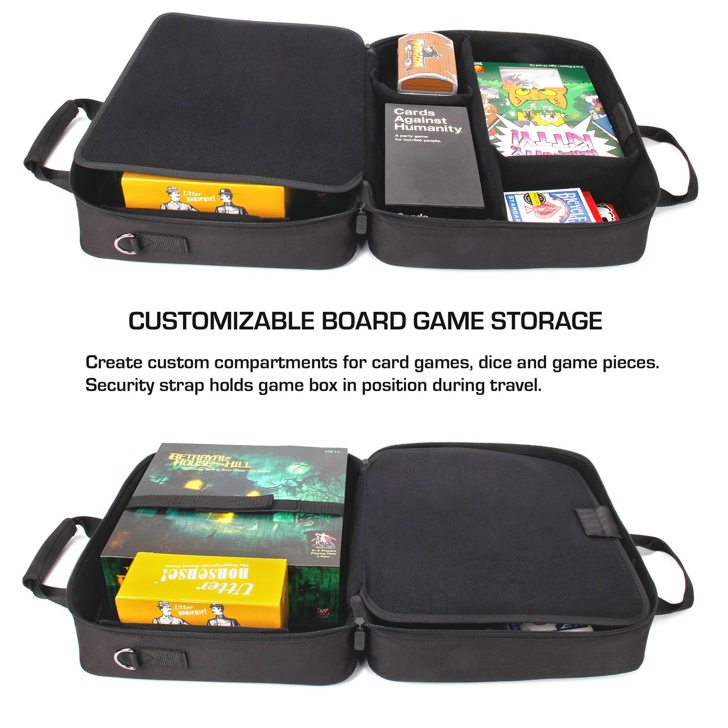 Usa Gear Board Game Storage Bag With Customizable Interior, Padded Shoulder Strap - Board Game Carry Bag Compatible With Catan, Cards Against Humanity, Monopoly Board Game, Risk, Lorcana, And More