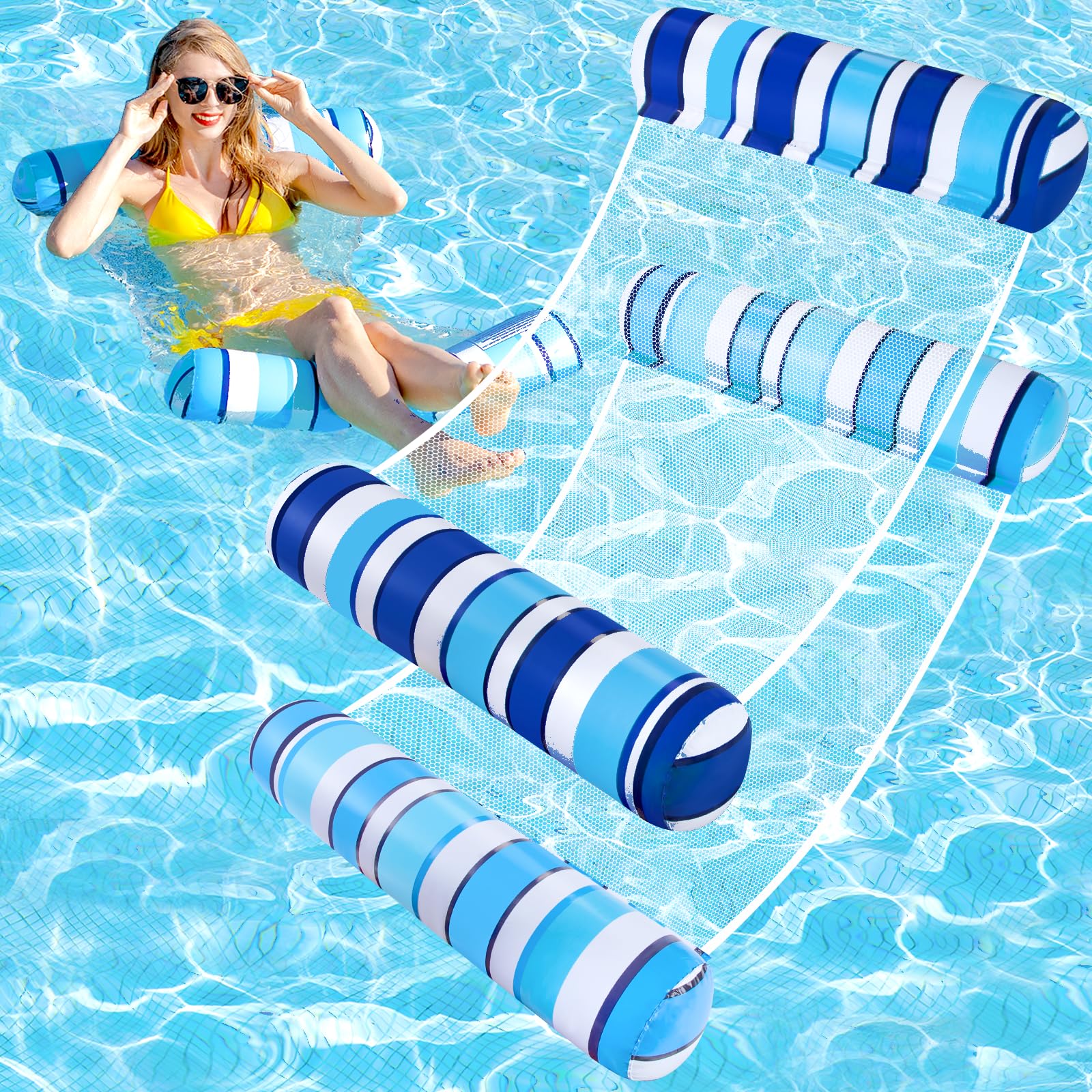 Levotiyer Pool Floats Adult - 2 Pack Pool Floats, Inflatable Pool Hammock Float, 4-In-1 Pool Hammock For Adults, Adult Pool Floa