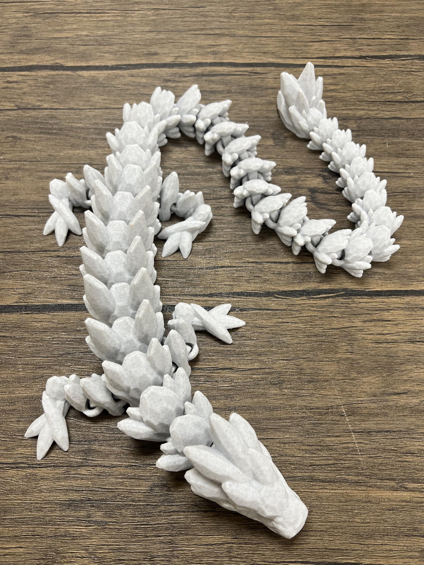 Munnygrubbers - Xl 26' Crystal Dragon Fidget Toy - Heavy Duty - 3D Printed Flexible Articulating Dragon Plastic Collectible Figurine - Surprise Egg Compatible - (Marble Dragon)