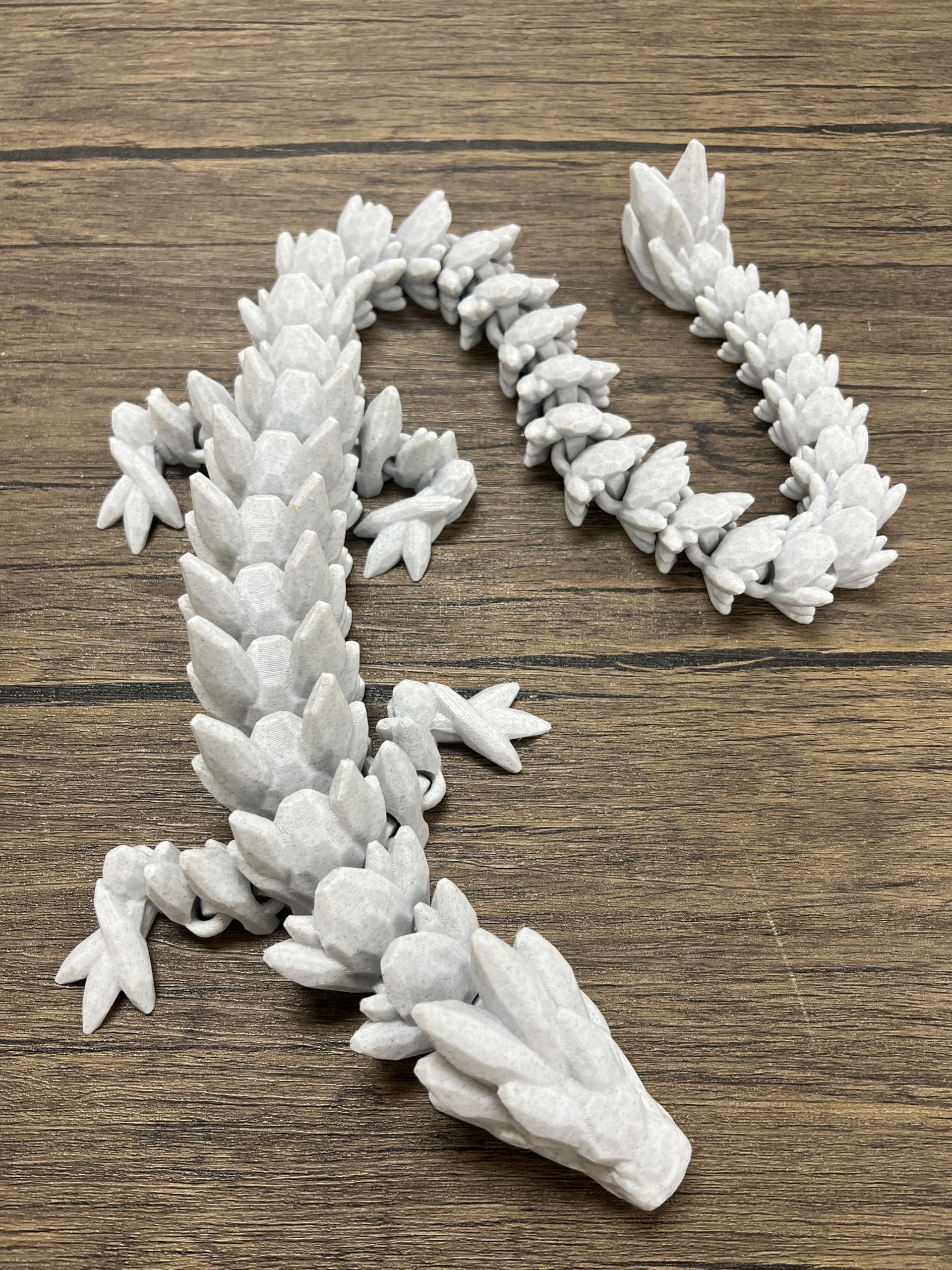 Munnygrubbers - Xl 26' Crystal Dragon Fidget Toy - Heavy Duty - 3D Printed Flexible Articulating Dragon Plastic Collectible Figurine - Surprise Egg Compatible - (Marble Dragon)