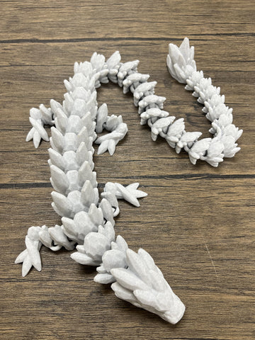 Munnygrubbers - Xl 26' Crystal Dragon Fidget Toy - Heavy Duty - 3D Printed Flexible Articulating Dragon Plastic Collectible Figurine - Surprise Egg Compatible - (Marble Dragon)