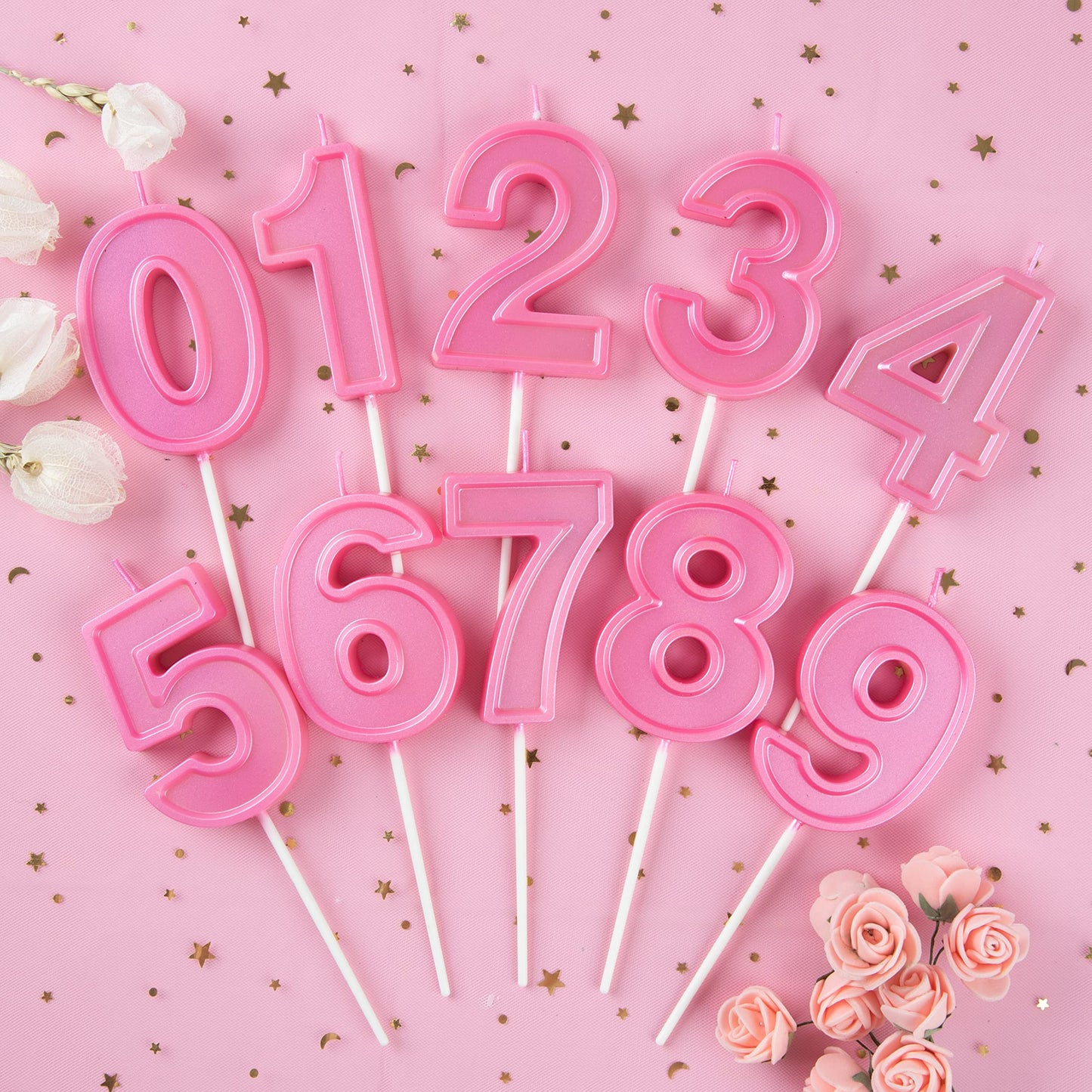 PHD CAKE Pink Number Birthday Candles - 2.76 Inch Luxe Synthetic Wax, 1 Number for Party Celebrations