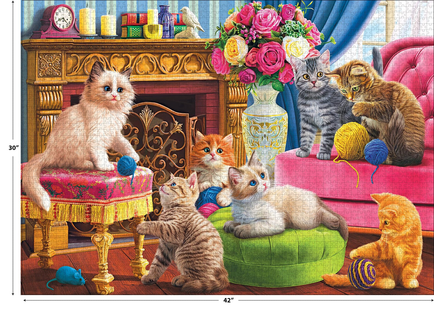 Roseart - Kodak Premium - Kittens By The Fireplace - 3000 Piece Jigsaw Puzzle For Adults