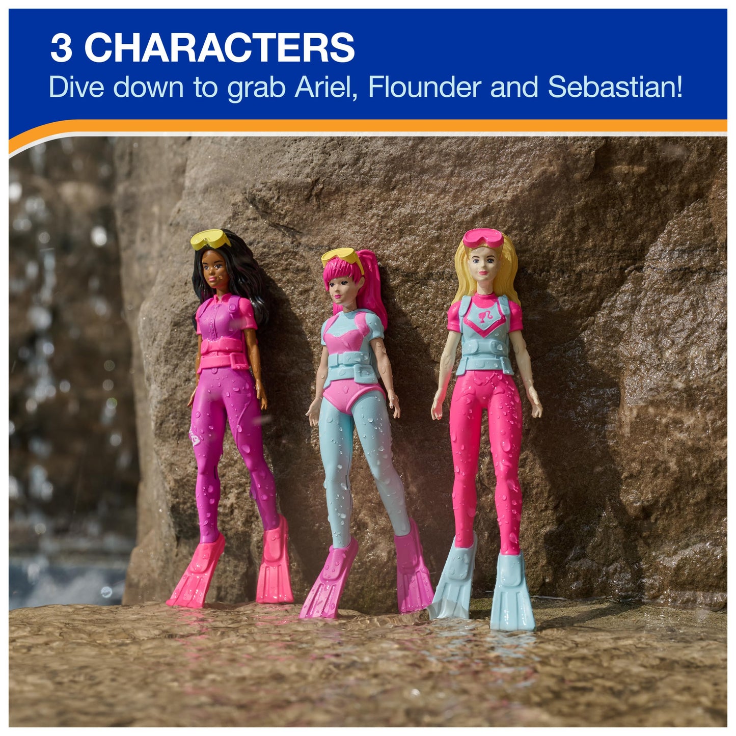 SwimWays Barbie Dive Characters 3-Pack - Kids Pool Toys & Accessories for Ages 5+, Perfect for Pool Parties and Water Fun
