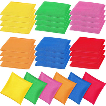 Foilswirl 36 Pieces 5'' x 5'' Nylon Bean Bags for Tossing Colorful Cornhole Bean Bags Set for Kids Hand Tossing Family Game for 