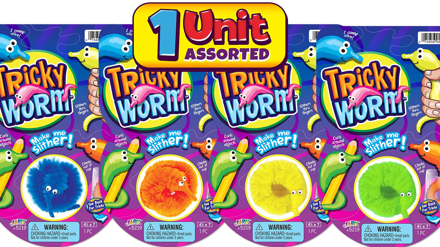 Ja-Ru Fuzzy Worms On Strings On A String Magic Worms Fidget Toy (1 Assorted Individually Packed) Wiggly Worm On String Twisty Fu