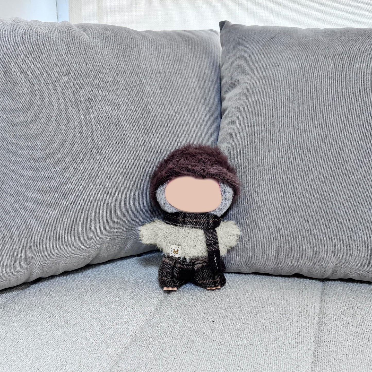 17cm Doll Clothes Set(NO Doll) - Cute Knit Sweater & Handcrafted Crochet Skirt  enhanced Fashion  Soft Stretch Fabric Costume Accessories Brown Winter Suit(Ears Cannot Pass Through The Headgear)