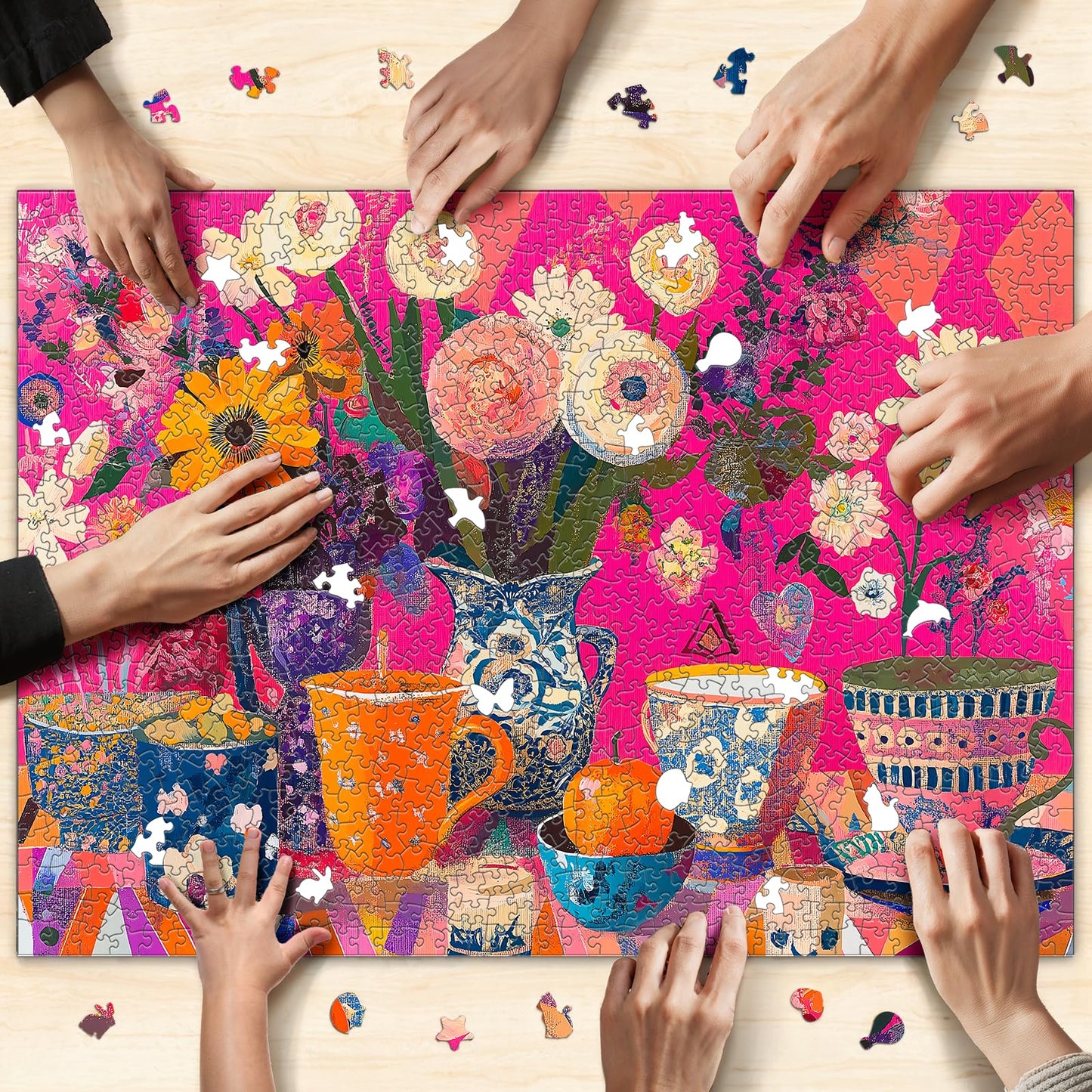 Naturelish Puzzles for mature-themeds 1000 Pieces - Flowers Art: Difficult Challenging Unique Jigsaw Puzzle for mature-themeds  Gift for Women  6-Color-Zone on Back Puzzles