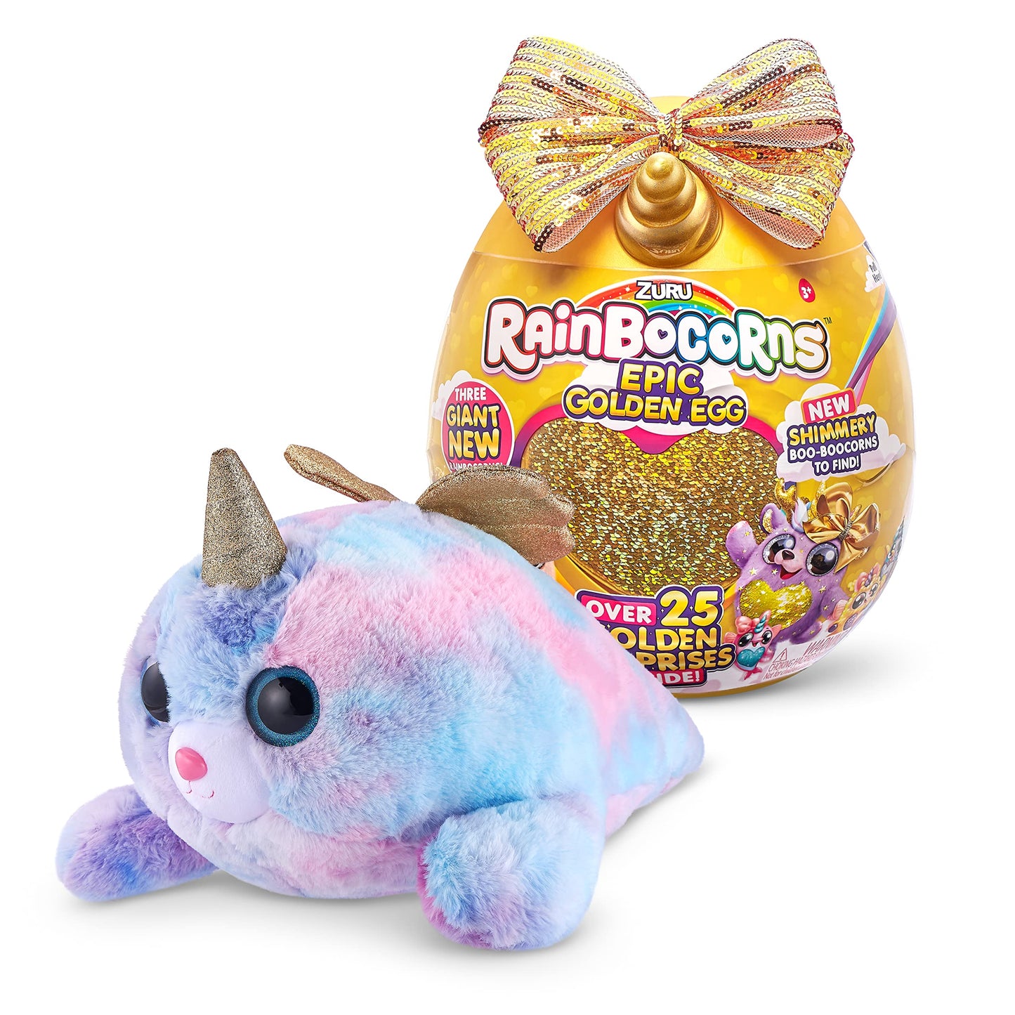 Rainbocorns Epic Golden Egg By Zuru (Seal), Girls Toy Includes Stuffed Animal With 25+ Golden Surprises, With Rings, Stickers, Bows, And More - Girls Gift Idea