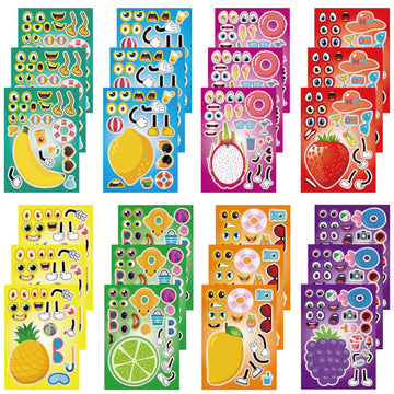 Dorgua Fruit Themed Make-A-Face Sticker, Make A Fruit Stickers For Kids Girls, Diy Crafts Stickers Face Stickers, Make Your Own