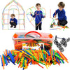 Playlearn Large 816 Piece Straws Builders Construction Building Toy - 8 Inch Full Size Straws - Giant Pack with Wheels and Speci