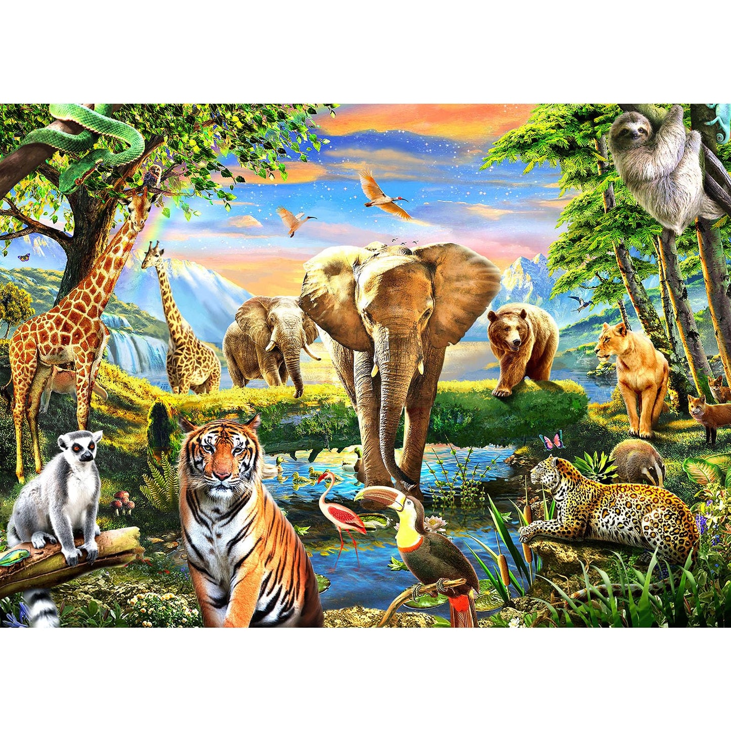 1000 Pieces Puzzles For Adults, Animal World Jigsaw Puzzle Challenging Night Game, Interlock Perfectly No Dust, For House Decora