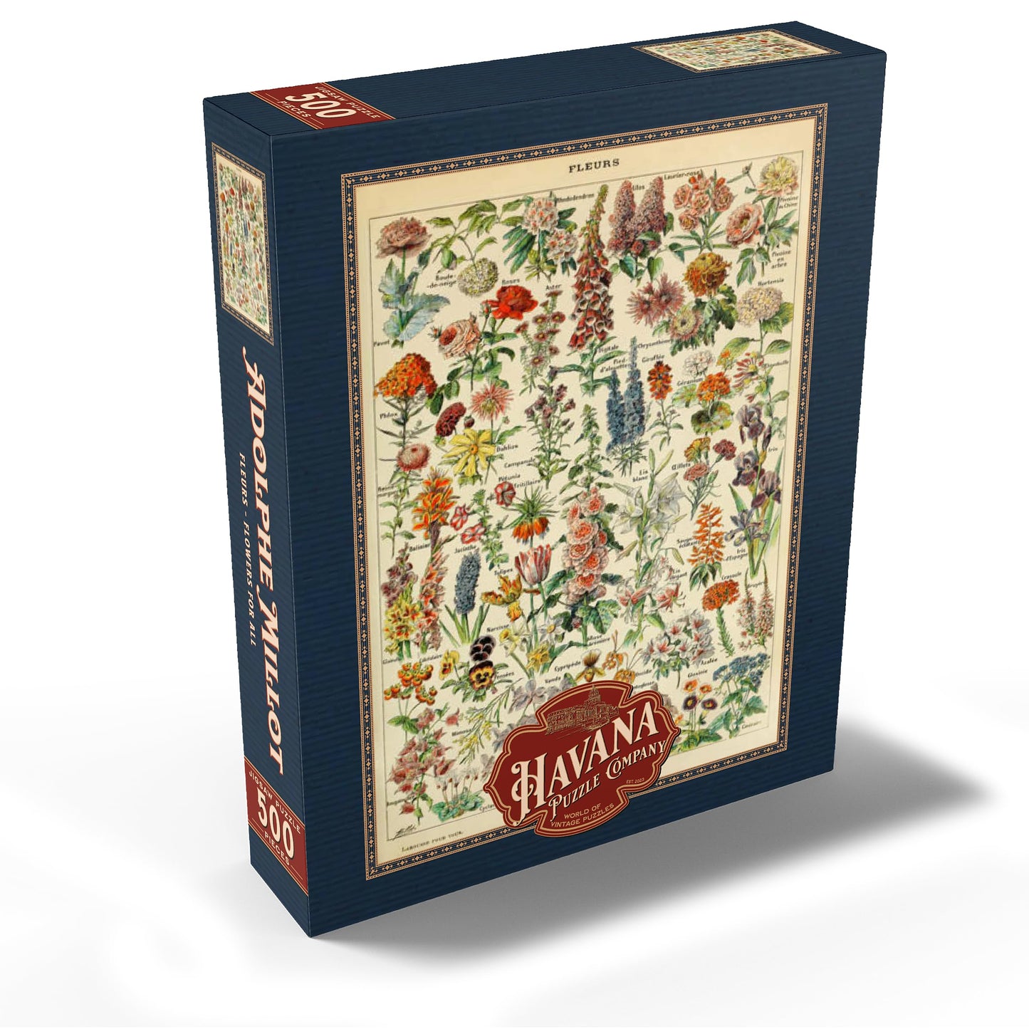 Mypuzzle Fleurs - Flowers For All, Vintage Art Poster, Adolphe Millot - Premium 500 Piece Jigsaw Puzzle For Adults