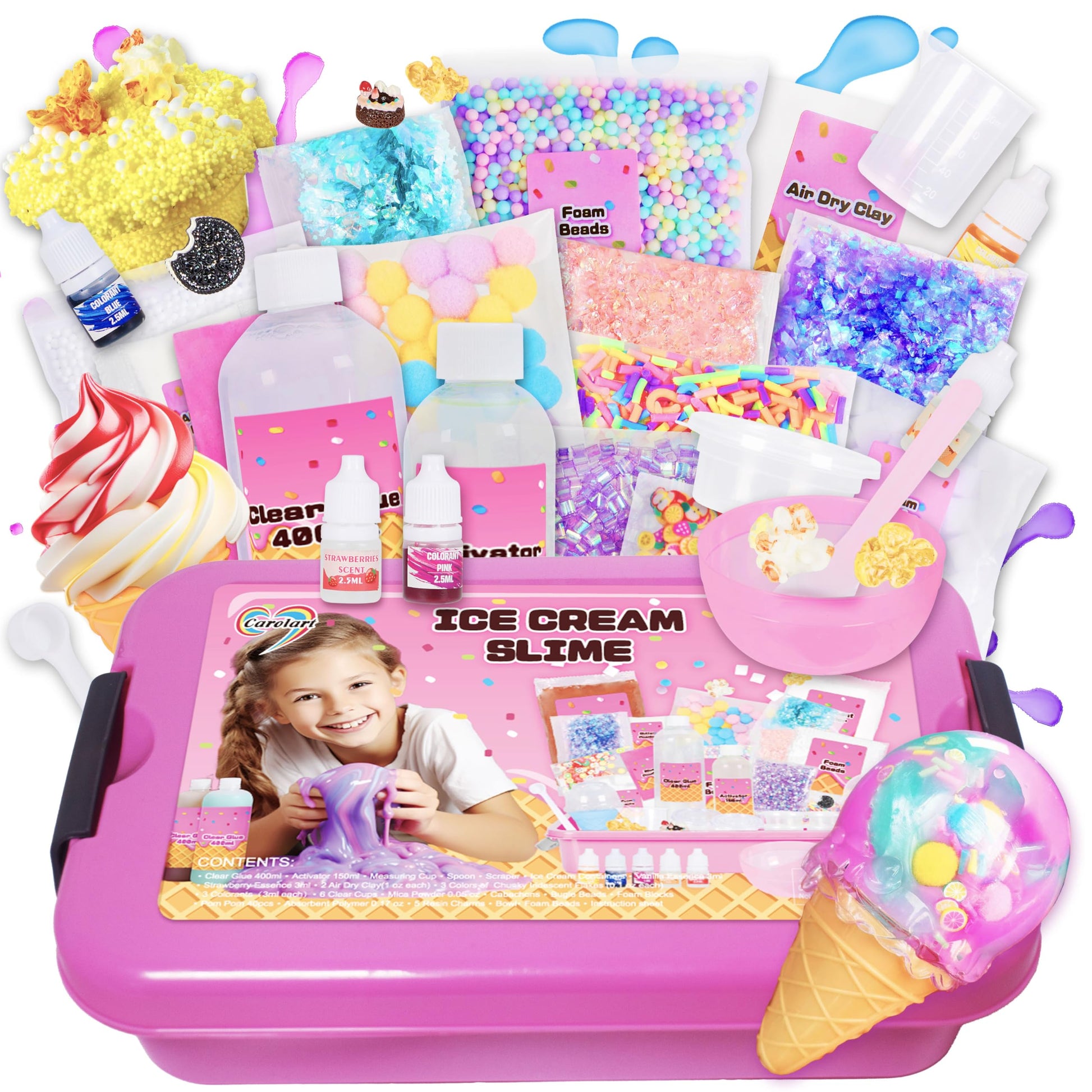 Slime Kit For Girls, Ice Cream Slime Kit,Fluffy Slime Making Kit, Diy Slime Making Kits, Kids Slime Creation Kit And Super Birth