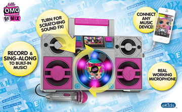 Lol Surprise Omg Remix Karaoke Machine Sing Along Boombox With Real Karaoke Microphone For Kids, Built In Music, Flashing Lights, Record, Turntable With Sound Effects, Connect Device