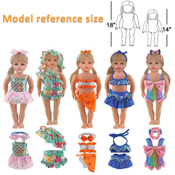 18-Inch Doll Swimwear 9-Piece Set - Seaside Pretend Play with Quick-Dry Tails & Bathing Suits | Beach & Pool Accessories for Gir