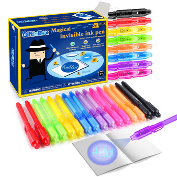 Giftinbox Valentines Day Gifts For Kids, 16Pcs Invisible Ink Pen With Uv Light For Kids, Spy Pen Magic Marker For Secret Message, Valentines For Kids Classroom, Party Favors For Kids 4-8 8-12