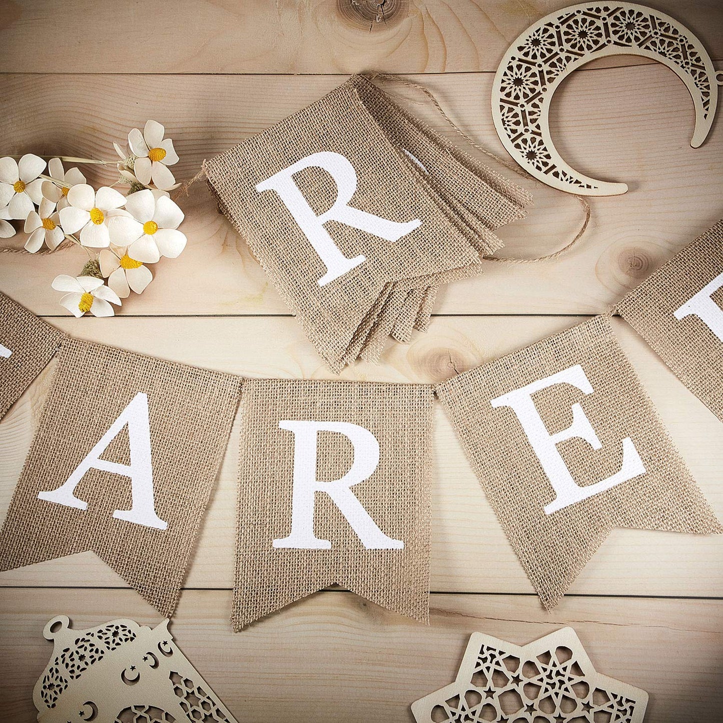 Ramadan Mubarak Banner Ramadan Kareem Decorations Eid Burlap Bunting Gold Eid Mubarak Banner Party Supplies for Home Muslim Fest