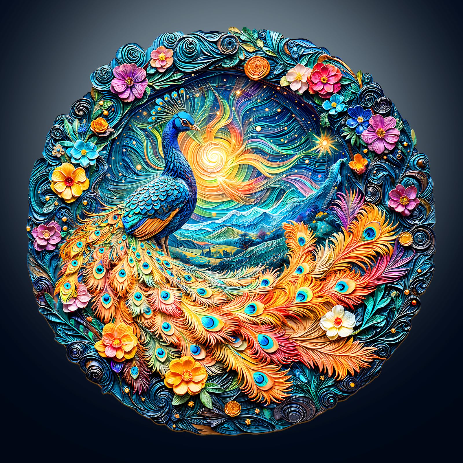 Wooden Puzzles for mature-themeds  Unique Animal Shaped mature-themeds Puzzle  Peacock Wooden Jigsaw Puzzles mature-themed  Challenging Creative Gifts Family Games 13.4 * 13.4in 300pcs