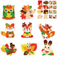 WATINC 123pcs Fall Craft Kits for Kids, Cute Animals Hanging Ornaments DIY Maple Leave Sticker Crafts with String, Fall Autumn T