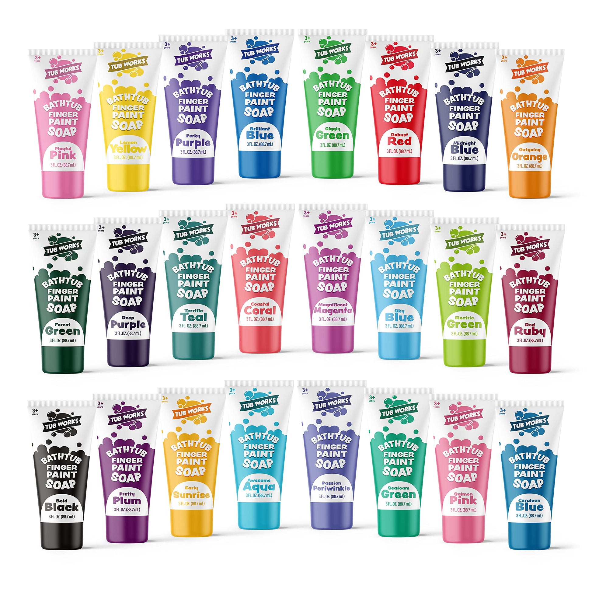 Tub Works® Bath Paint Soap Bath Toy, 24 Pack | Non-Toxic, Washable Bath Paint For Finger Painting In The Tub | Ideal Toddler Bath Toys For Creative Play | Classic & Pastel Bath Colors For Kids Bath