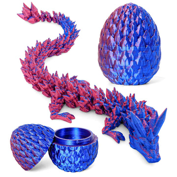 Philicoco 3D Printed Articulated Dragon Egg - Easter Basket Stuffers, Fidget Toy Gift for Kids & Adults(Purple)