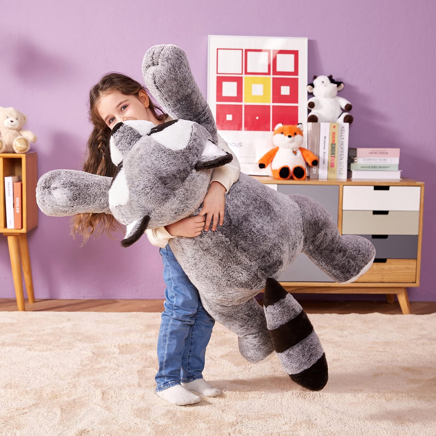 Ikasa Giant Raccoon Stuffed Animal Plush Toy,Large Racoon 30' Cute Jumbo Soft Toys,Huge Big Size Plushy Fluffy Fat Oversized Plushie,Gifts For Kids