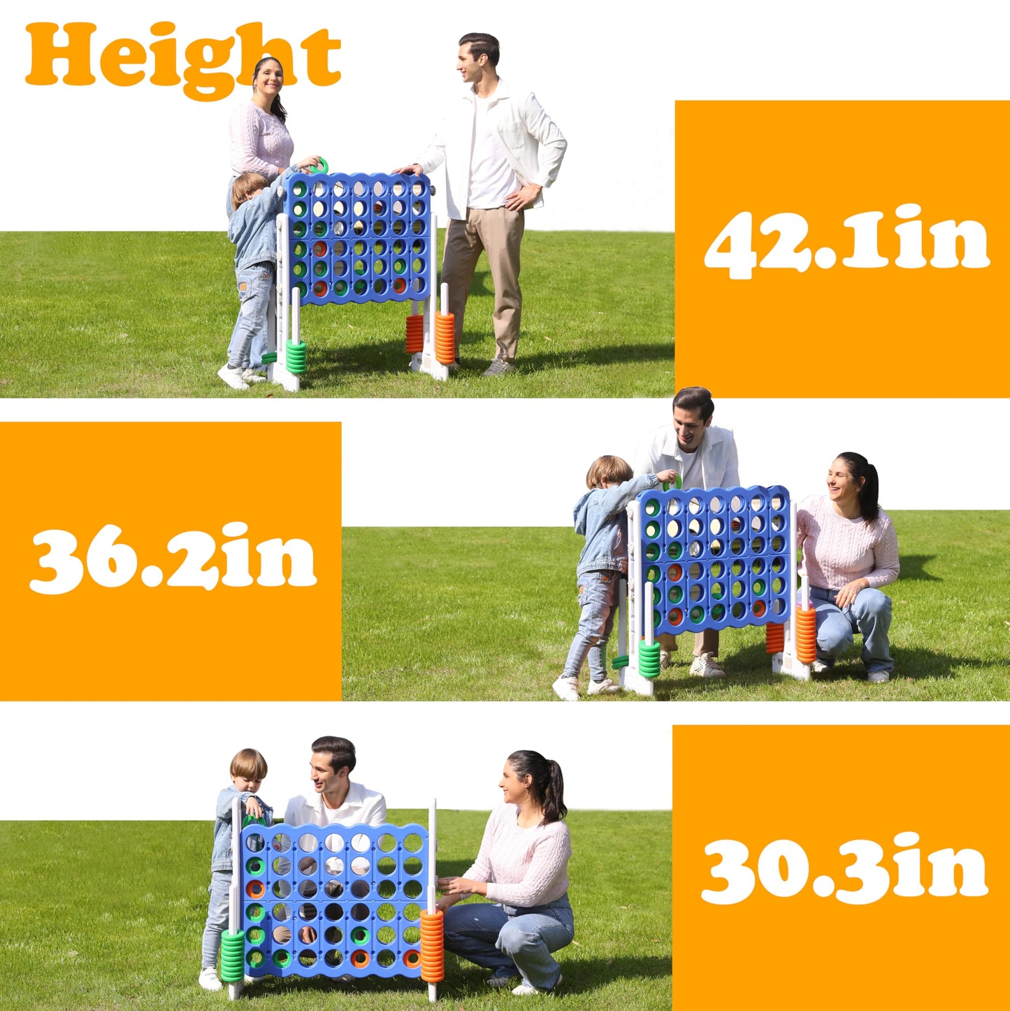 Sdadi Jumbo 4 In A Row Game, 4-To-Score Giant Game Set With Adjustable Height (2.5-3.5 Ft) For Kids & Adults, Indoor/Outdoor Con