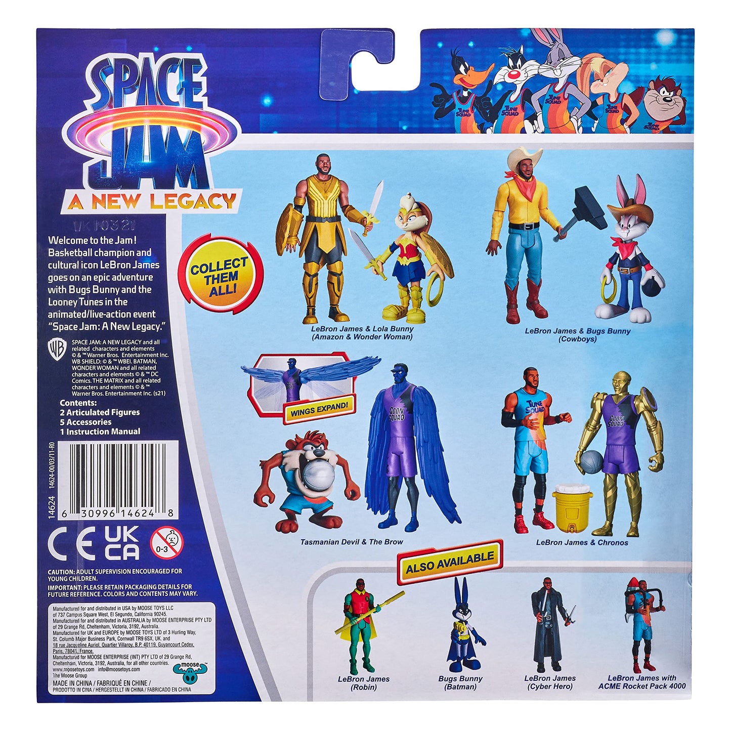 Moose Toys Space Jam: A New Legacy - 2 Pack - On Screen Team Up - Lebron James (large online retailer) & Lola Bunny (Wonder Woman)  Multicolor  (14624)