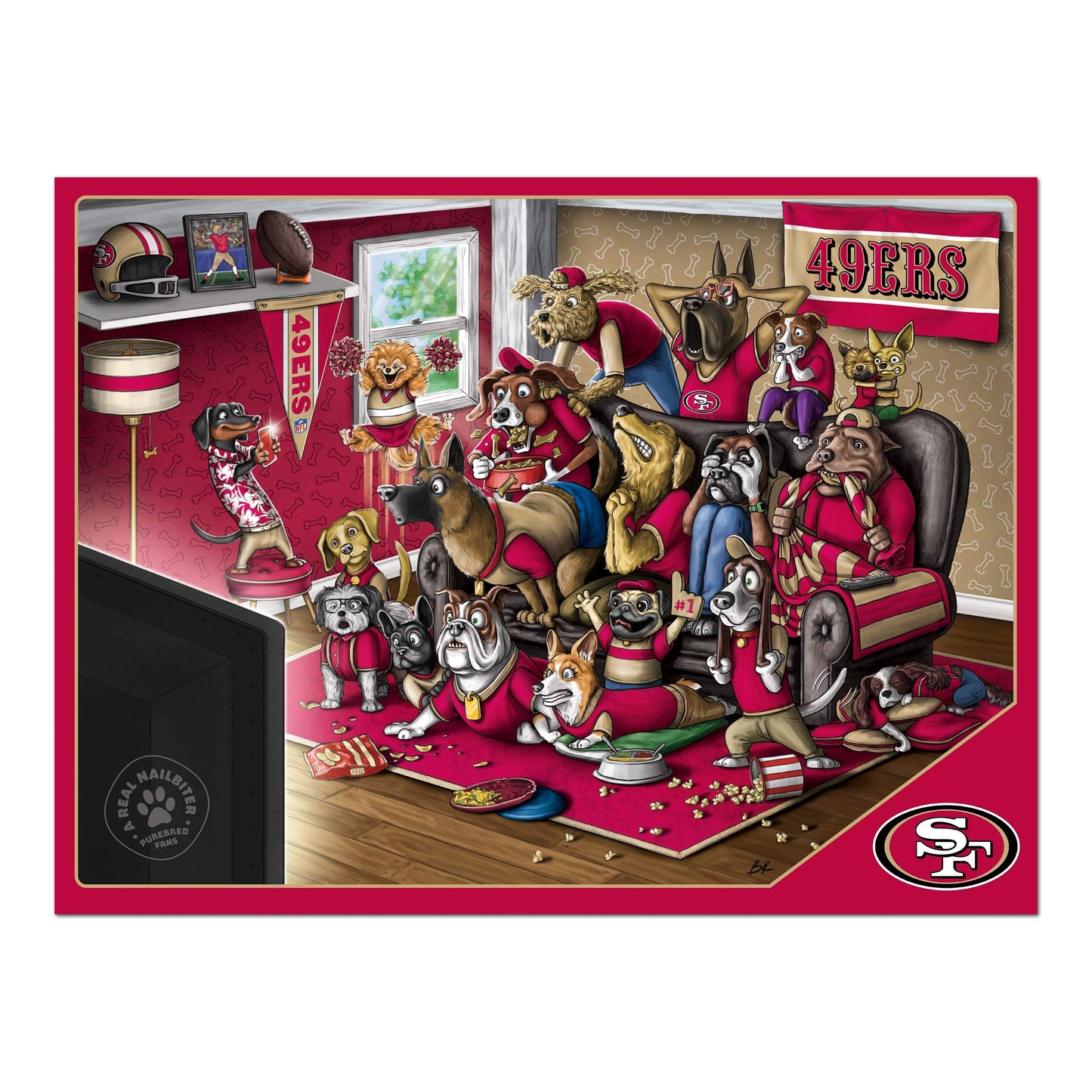 YouTheFan unisex mature-themed San Francisco 49ers Purebred Fans 500pc Puzzle A Real Nailbiter   Team Colors  500 Piece US