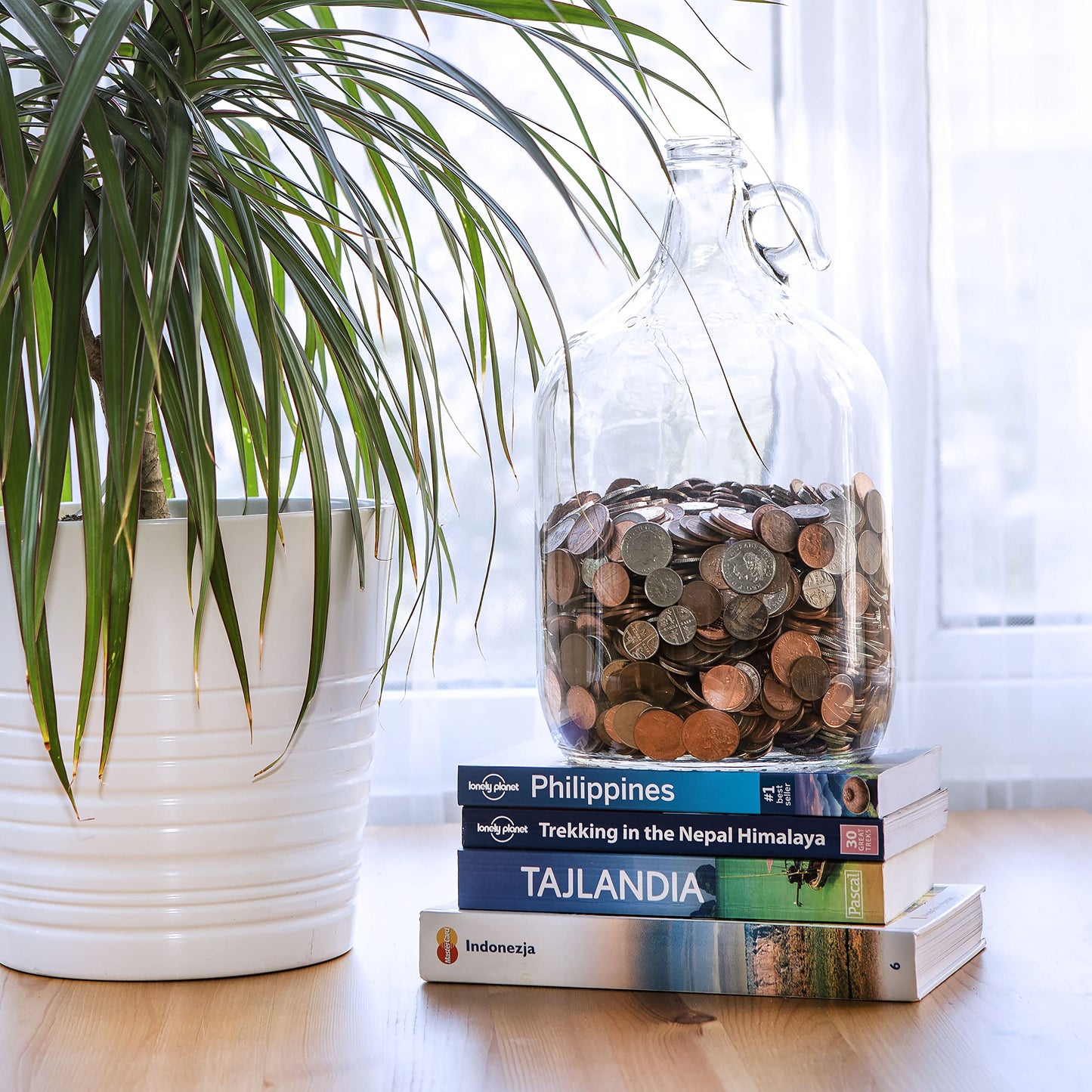 $2,000 Dollar Glass Money Jar - Piggy Bank For Adults - 1 Us Gallon Luxury Money Box Holds Over $2,000 In Dollar Coins!