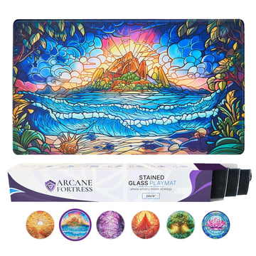 MTG Playmat 24x14 Inches - Magic The Gathering Playmat with Original Handcrafted Art  Non-Slip TCG Playmat with Rubber Bottom and Stitched Edges  Commander TCG Rollable & Foldable Card Mat (Red BM)