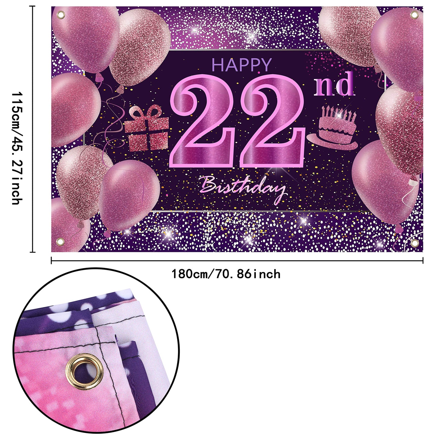 22Nd Birthday Decorations For Girls Imisi Happy Birthday Banner Pink Decorations For A Party Birthday Backdrop For Women