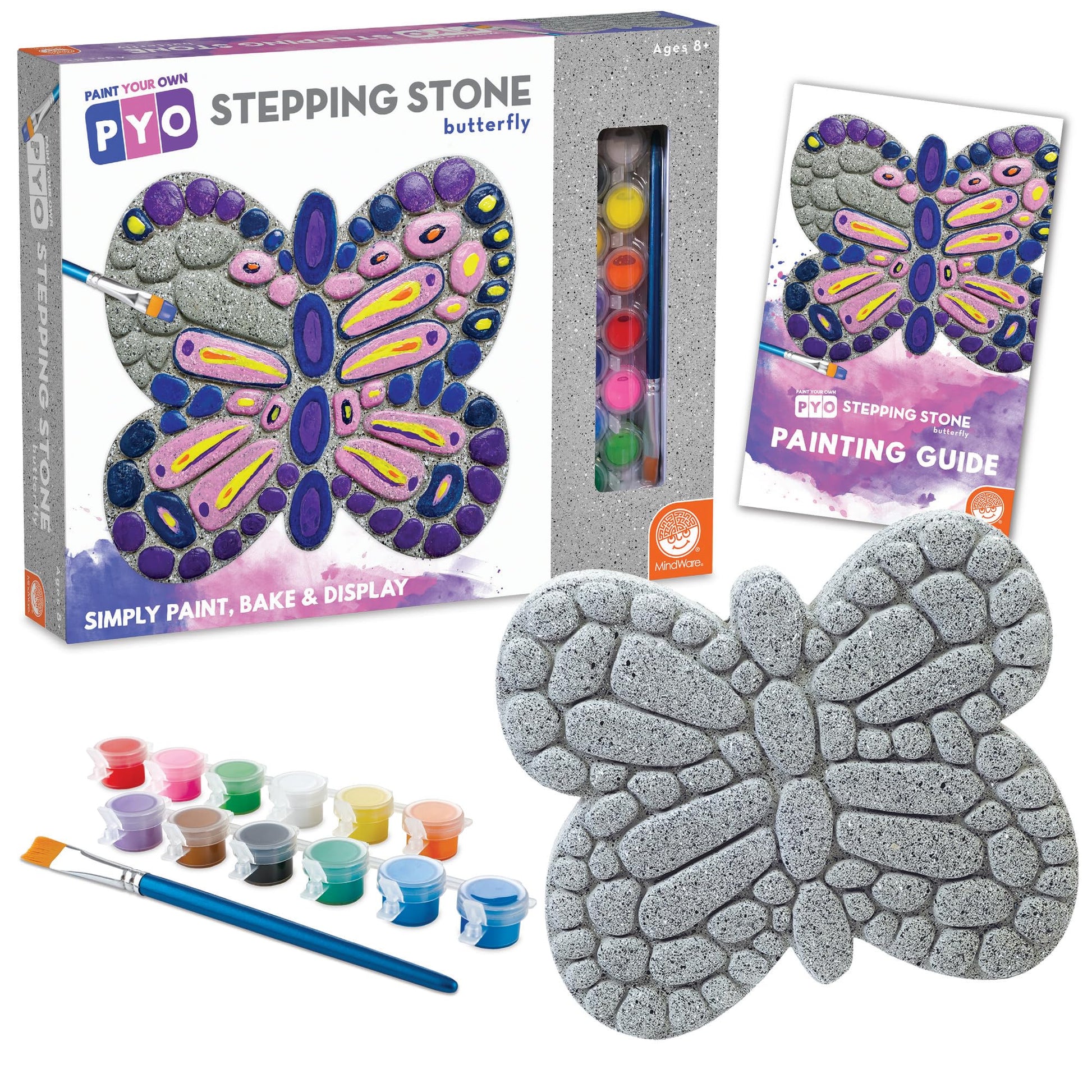 MindWare Paint Your Own Stepping Stone Butterfly, Rock Painting Kit, Stepping Stones Crafts for Kids Ages 8 & up