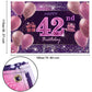 IMISI 42nd Birthday Decorations - Happy Birthday Banner, Pink Gold, Polyester Backdrop for Women's Party
