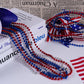 HOOSUN 4th of July Beaded Necklace,30 Pcs Patriotic Star Bead Necklaces Red Silver and Blue Accessories,Fourth of July Beads for