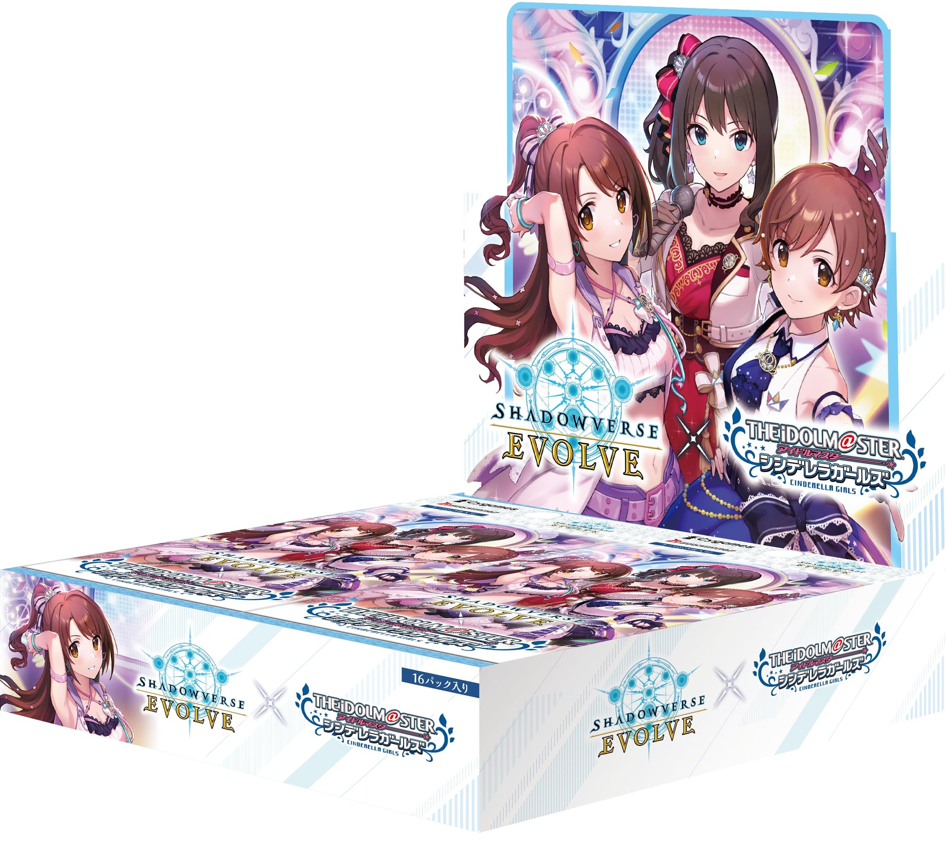 Bushiroad Shadowverse Evolve Idolmaster Cinderella Girls Collaboration Pack Box: Trading Card Game Booster Pack - 16 Packs (129 Deluxe Foil Embossed Idol Sign Cards, 18 Cast Signs) - Age 180+
