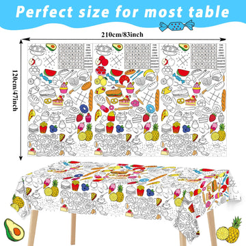 Giant Paper Coloring Tablecloth for Kids Huge Food Fun Design World Posters Activity Large Food Color-in Paper Poster Table Cove