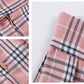 Girls School Uniform Plaid Pleated Costumes Skirts (M, Pink Mixed White)