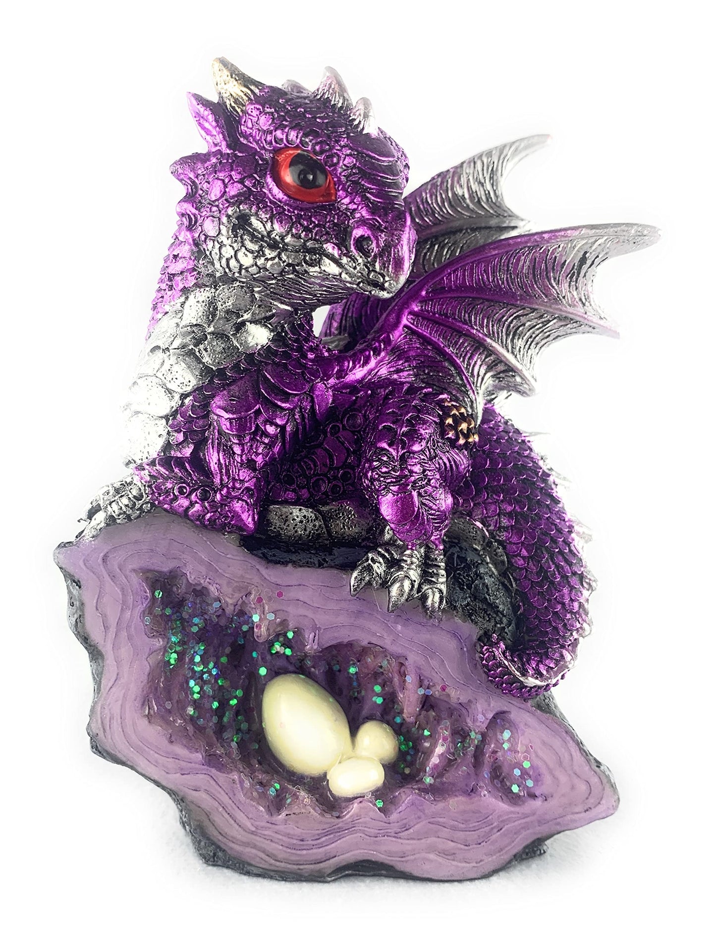 Aint It Nice Dragon Statue Medieval Baby Dragon With Crystal Egg Nest Decorative Figurine Geode Sparkling Crystal Cave Dragon Fi