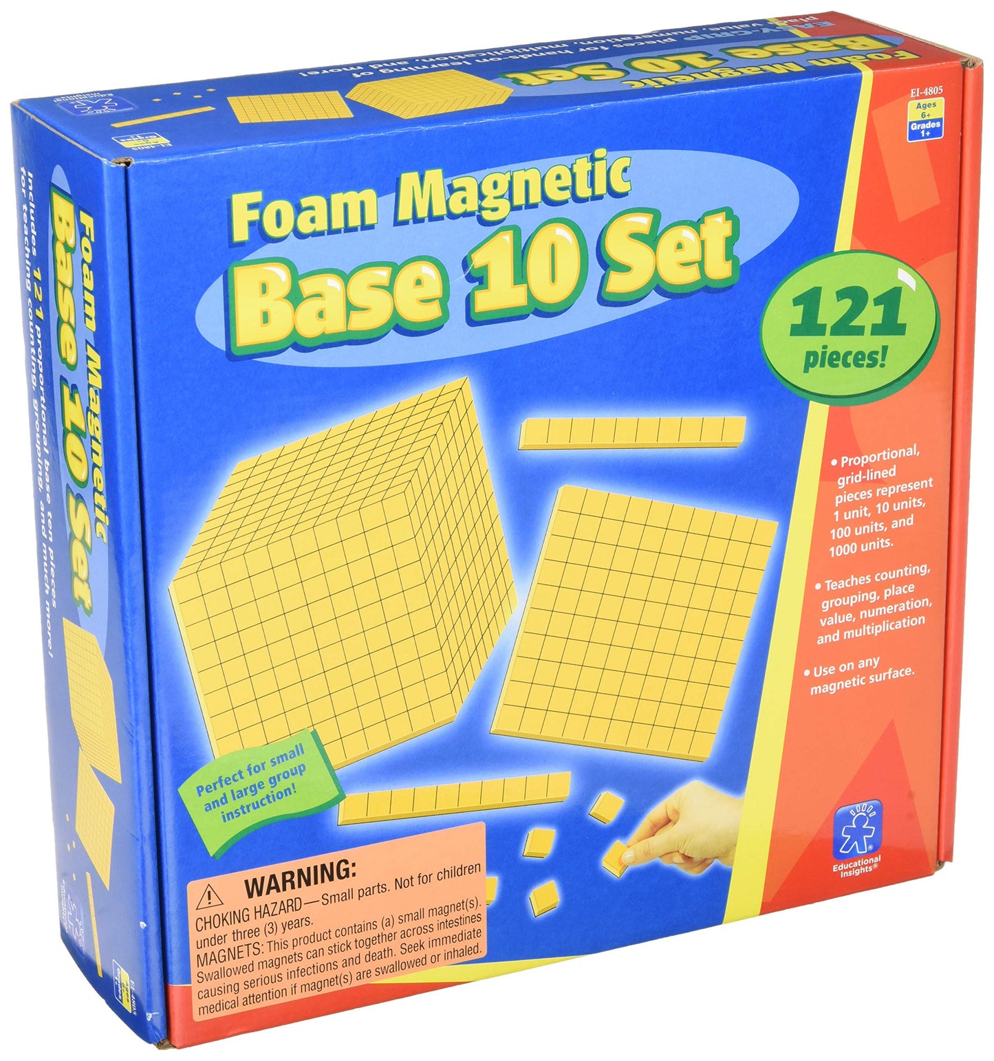 Educational Insights Foam Magnetic Base 10 Set, Giant Size, Easy To Grip, Ages 10 And Up, (121 Pieces)