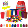 Colorful Counting Bears With Matching Cups - 100 Bears - Sort, Count & Color Recognition Learning Toy For Toddler & Kids - Montessori Education - Preschool Game