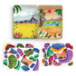Mudpuppy Dino Mix-Up - Magnetic Build-It Travel Friendly Game with Illustrated Prehistoric Background Scenes Including 2 Dino Ch