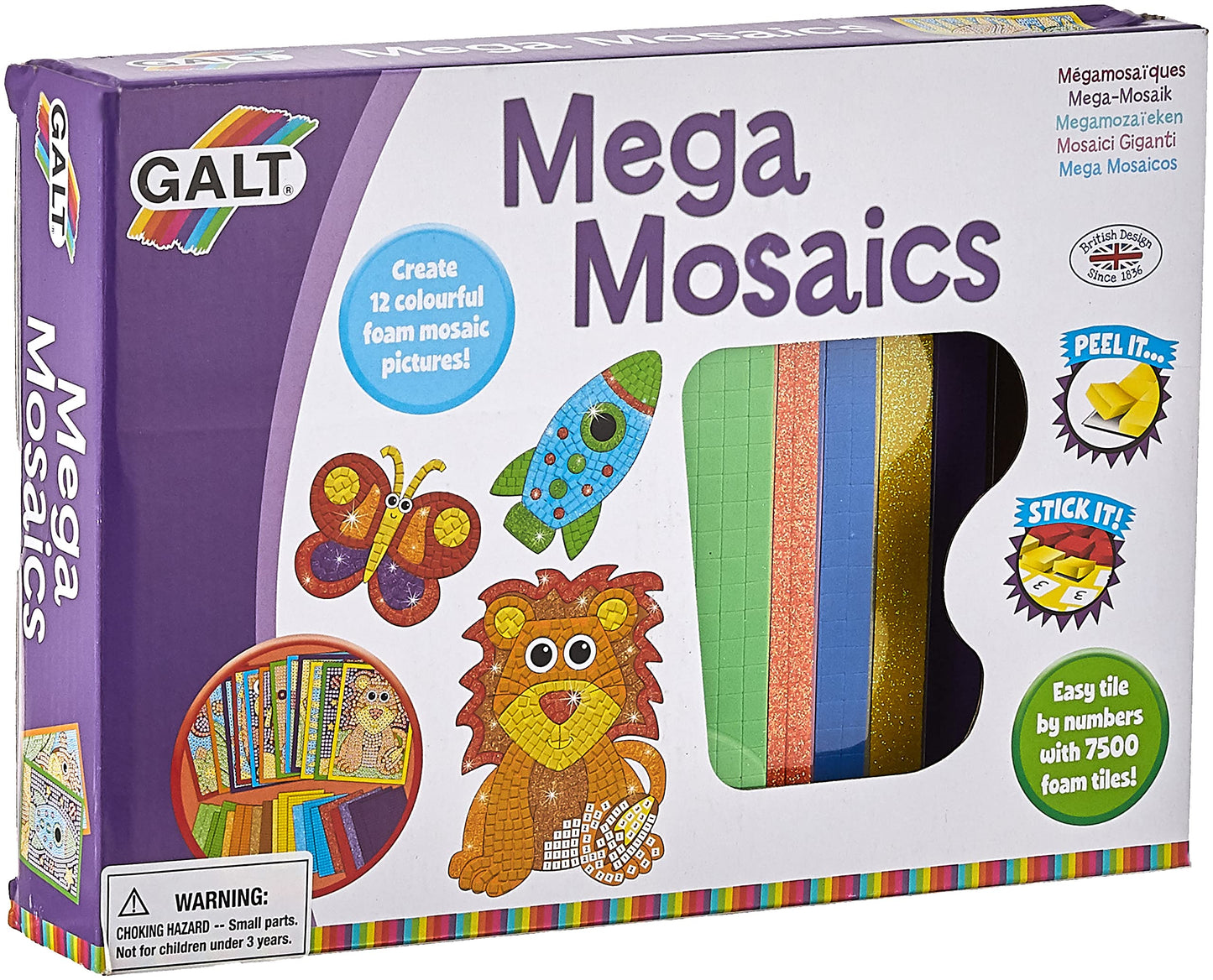 Galt Toys, Mega Mosaics, Kids Craft Kits, Muliti Foam Pictures, Ages 5 Years Plus