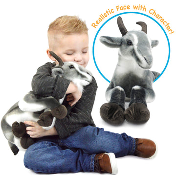 TigerHart 18 Inch White Pygmy Goat Stuffed Animal Plush - Large Soft Toy for Kids and Collectors