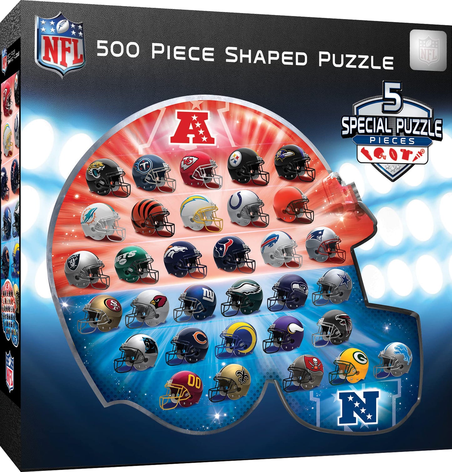 Masterpieces 500 Piece Sports Jigsaw Puzzle For Adults - Nfl Helmet Shaped Puzzle - 25'X22'